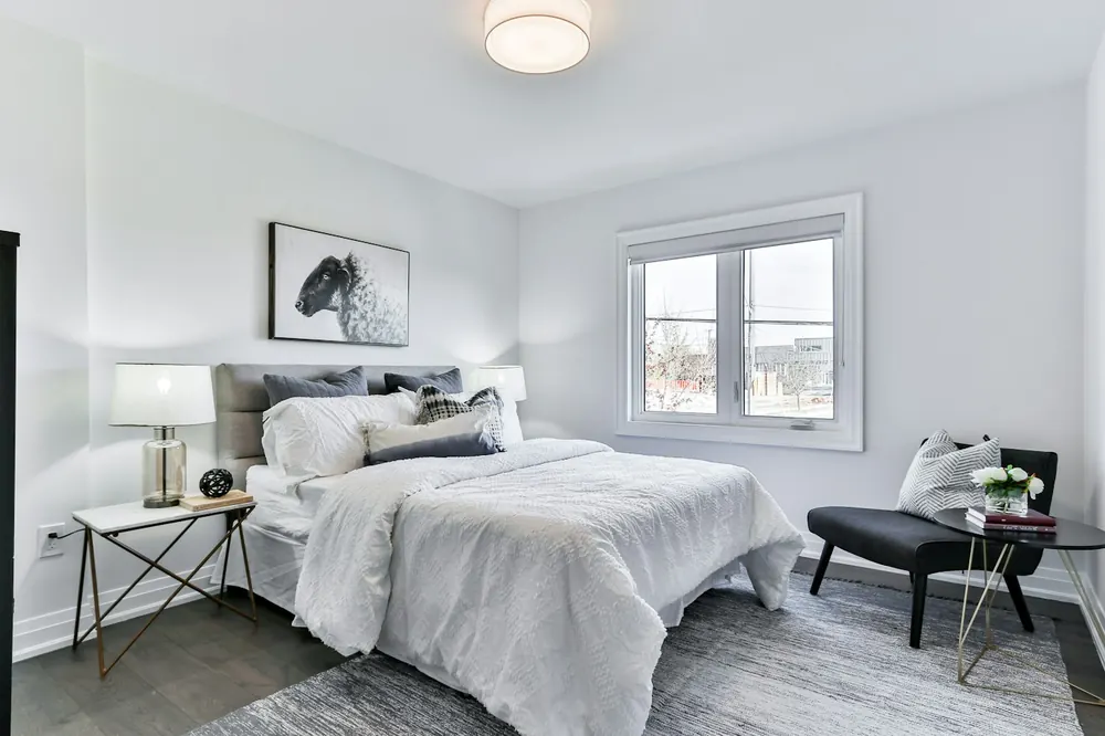 Bright bedroom with fresh linens